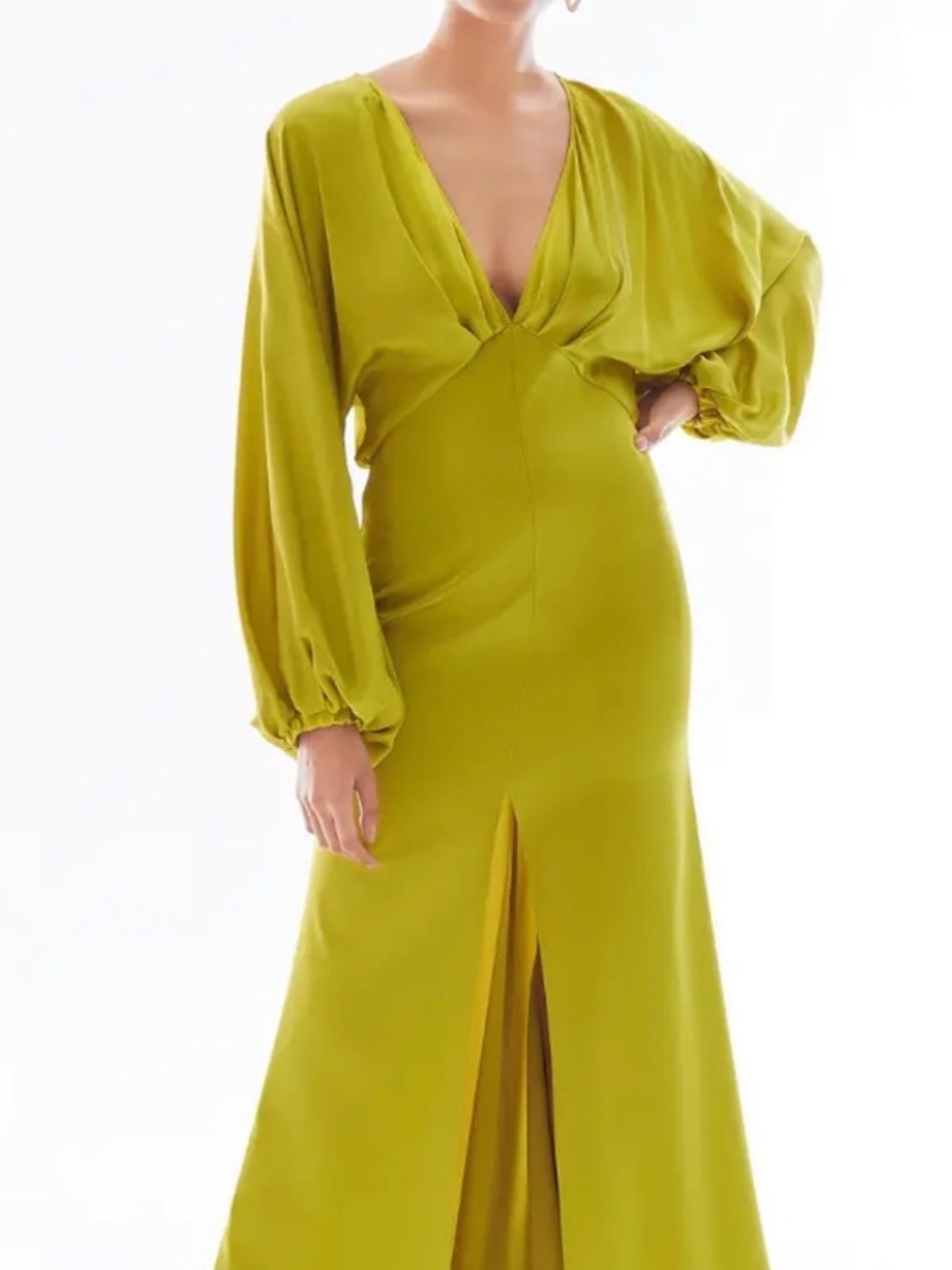 Elegant Green NWT Long Sleeve V-Neck Maxi Dress Turkish brand